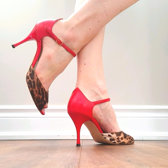 Comme Il Faut Red Leather Heels - Picture 1 of 6